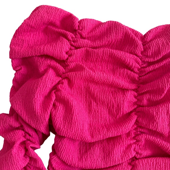 Line & Dot - Kai Off Shoulder Top  pink, long sleeves,  crop, size M - Picture 11 of 12